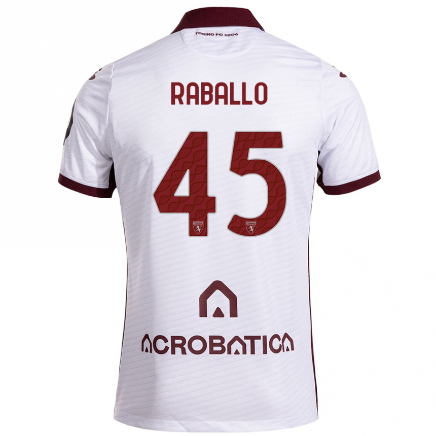 Niño Fútbol Camiseta Alessio Raballo #45 Blanco Granate 2ª Equipación 2024/25 México