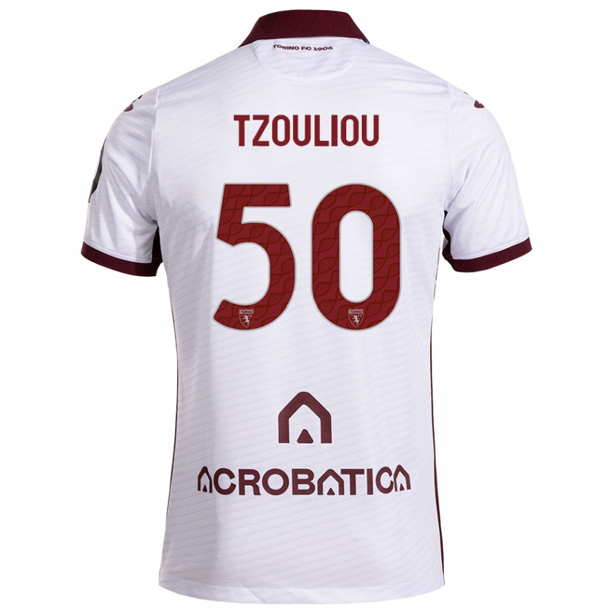 Niño Fútbol Camiseta Dimitrianos Tzouliou #50 Blanco Granate 2ª Equipación 2024/25 México