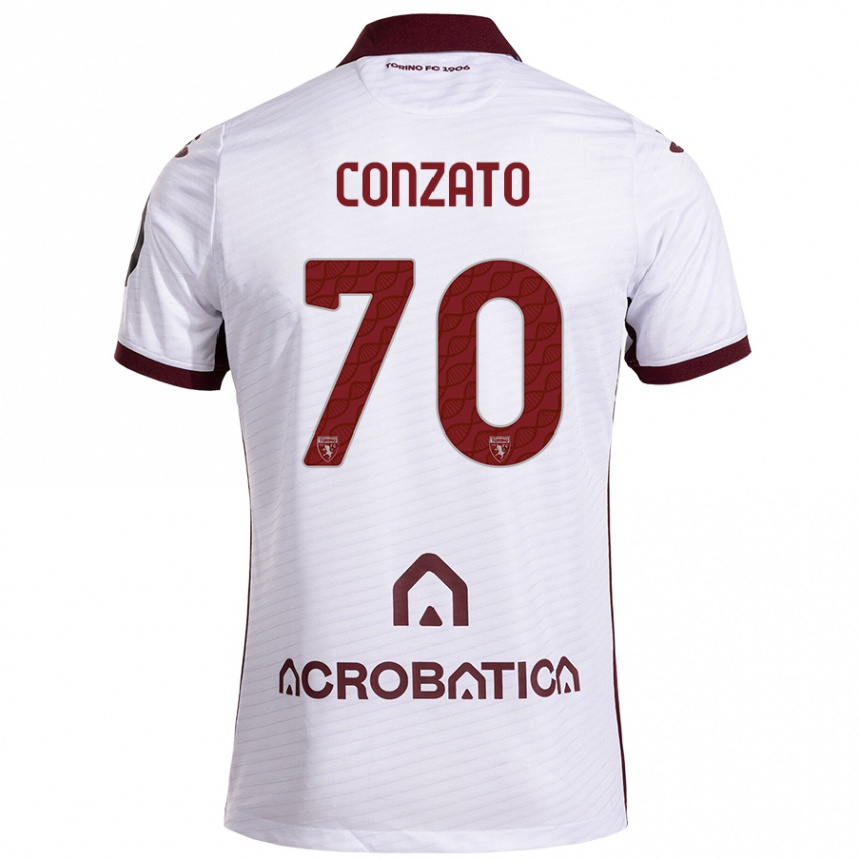 Niño Fútbol Camiseta Filippo Conzato #70 Blanco Granate 2ª Equipación 2024/25 México