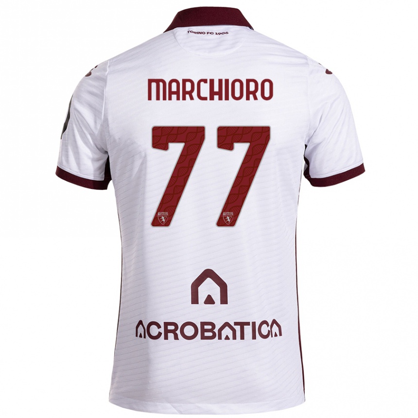 Niño Fútbol Camiseta Raffaele Marchioro #77 Blanco Granate 2ª Equipación 2024/25 México