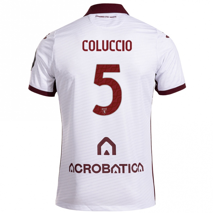 Niño Fútbol Camiseta Francesca Coluccio #5 Blanco Granate 2ª Equipación 2024/25 México