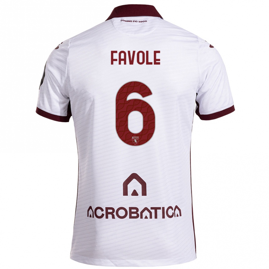 Niño Fútbol Camiseta Stefania Favole #6 Blanco Granate 2ª Equipación 2024/25 México