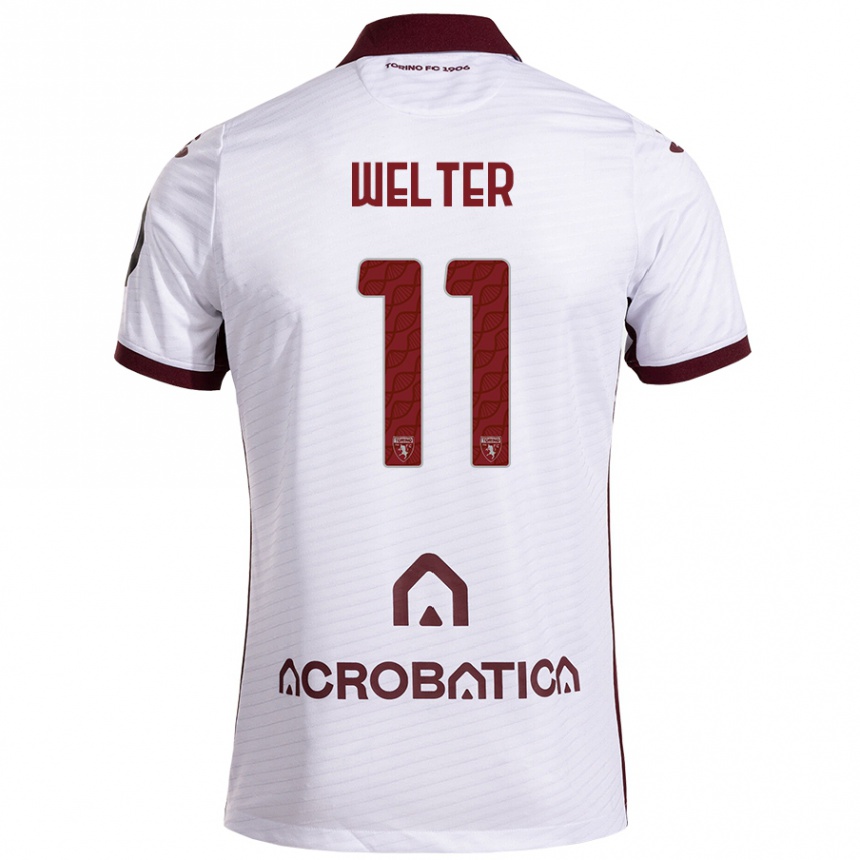 Niño Fútbol Camiseta Francesca Welter #11 Blanco Granate 2ª Equipación 2024/25 México