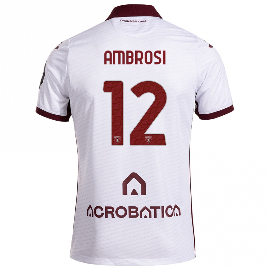 Niño Fútbol Camiseta Martina Ambrosi #12 Blanco Granate 2ª Equipación 2024/25 México