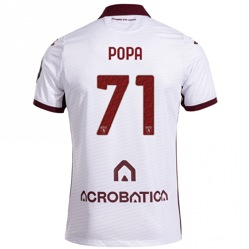 Niño Fútbol Camiseta Mihai Popa #71 Blanco Granate 2ª Equipación 2024/25 México