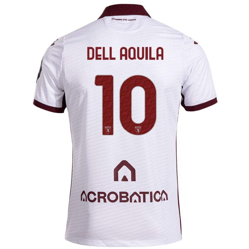 Niño Fútbol Camiseta Francesco Dell'aquila #10 Blanco Granate 2ª Equipación 2024/25 México