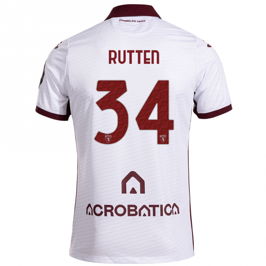 Niño Fútbol Camiseta Jill Rutten #34 Blanco Granate 2ª Equipación 2024/25 México