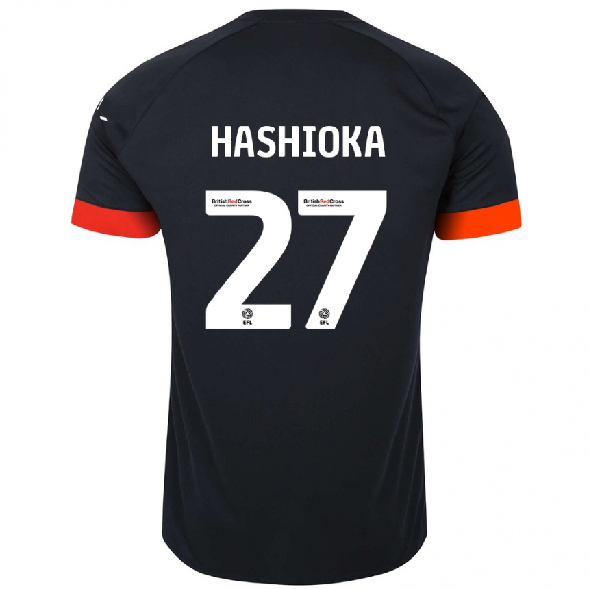 Niño Fútbol Camiseta Daiki Hashioka #27 Negro Naranja 2ª Equipación 2024/25 México