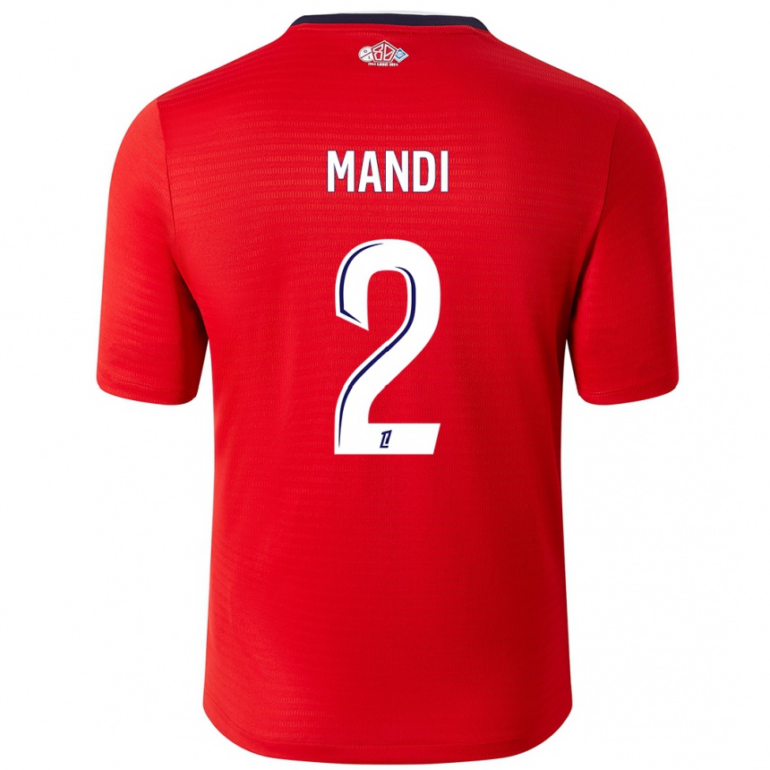 Hombre Fútbol Camiseta Aïssa Mandi #2 Rojo Blanco 1ª Equipación 2024/25 México