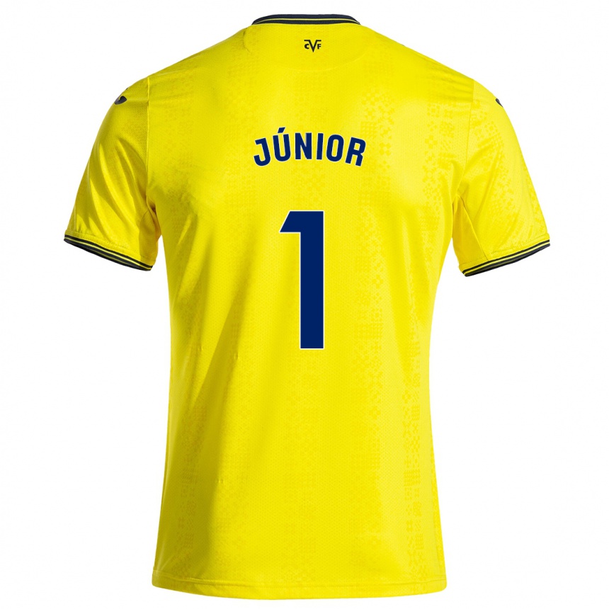 Hombre Fútbol Camiseta Luiz Júnior #1 Amarillo Negro 1ª Equipación 2024/25 México