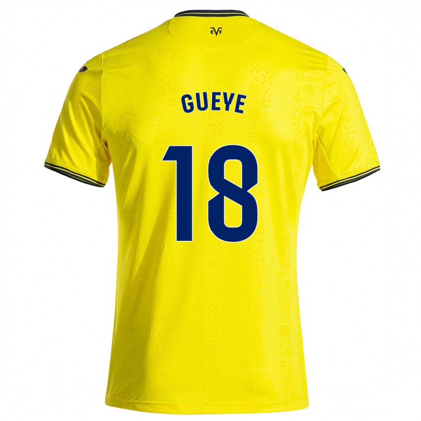 Hombre Fútbol Camiseta Pape Gueye #18 Amarillo Negro 1ª Equipación 2024/25 México