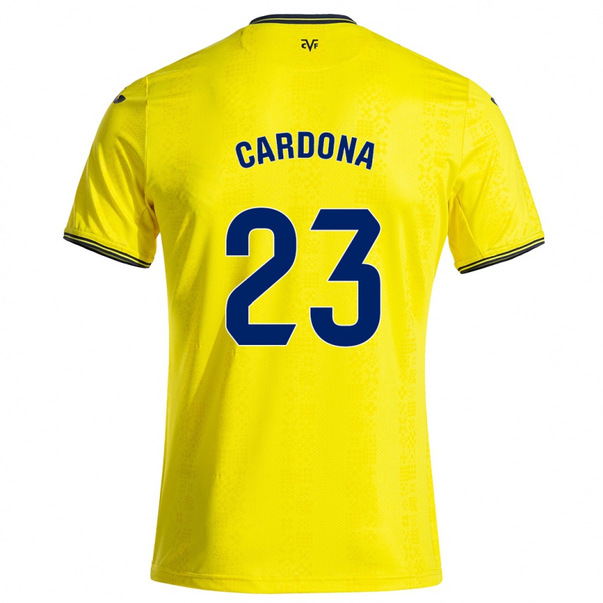 Hombre Fútbol Camiseta Sergi Cardona #23 Amarillo Negro 1ª Equipación 2024/25 México