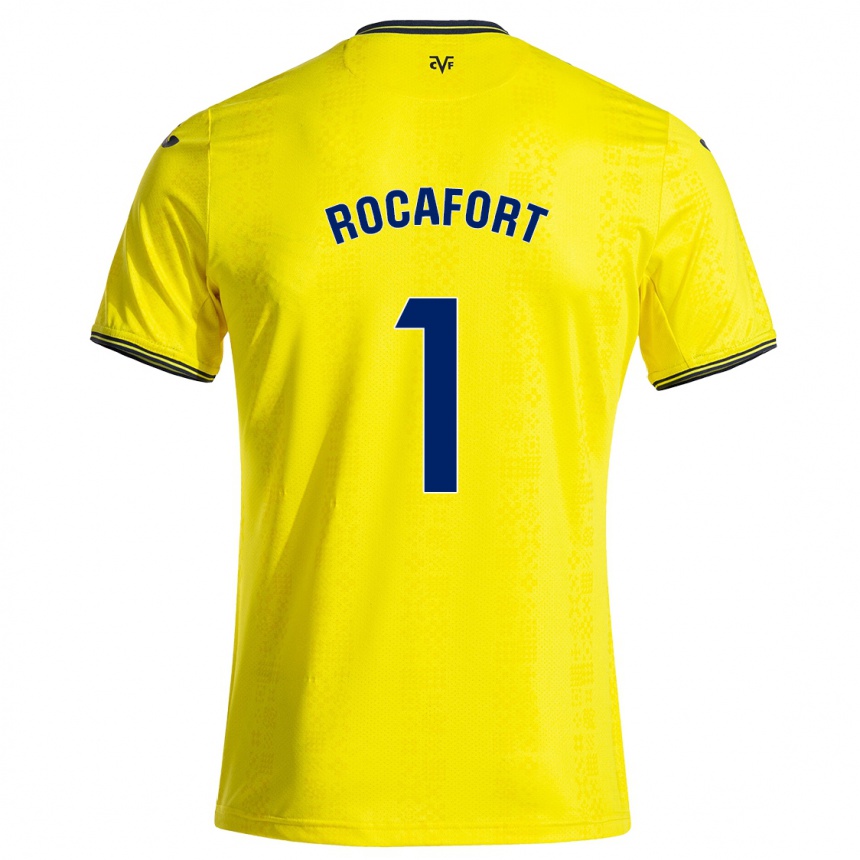 Hombre Fútbol Camiseta Rodrigo Rocafort #1 Amarillo Negro 1ª Equipación 2024/25 México