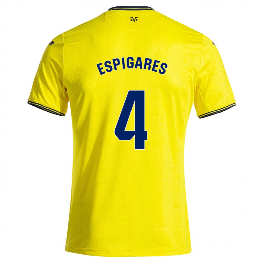 Hombre Fútbol Camiseta Antonio Espigares #4 Amarillo Negro 1ª Equipación 2024/25 México