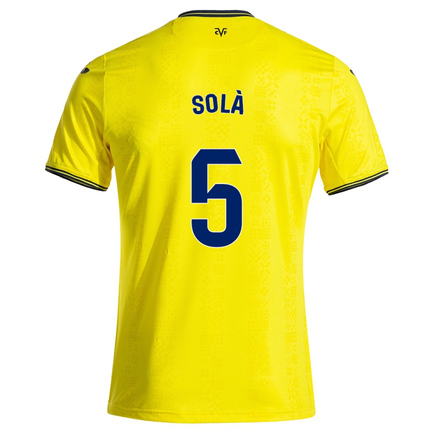 Hombre Fútbol Camiseta Arnau Solà #5 Amarillo Negro 1ª Equipación 2024/25 México