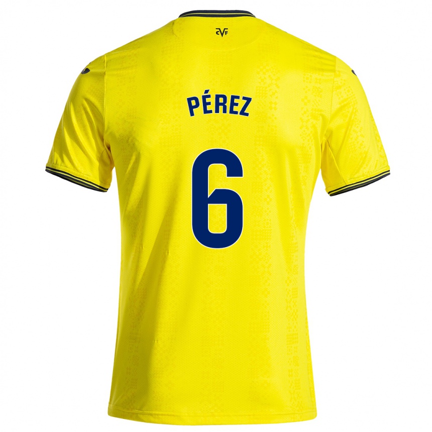 Hombre Fútbol Camiseta Hugo Pérez #6 Amarillo Negro 1ª Equipación 2024/25 México