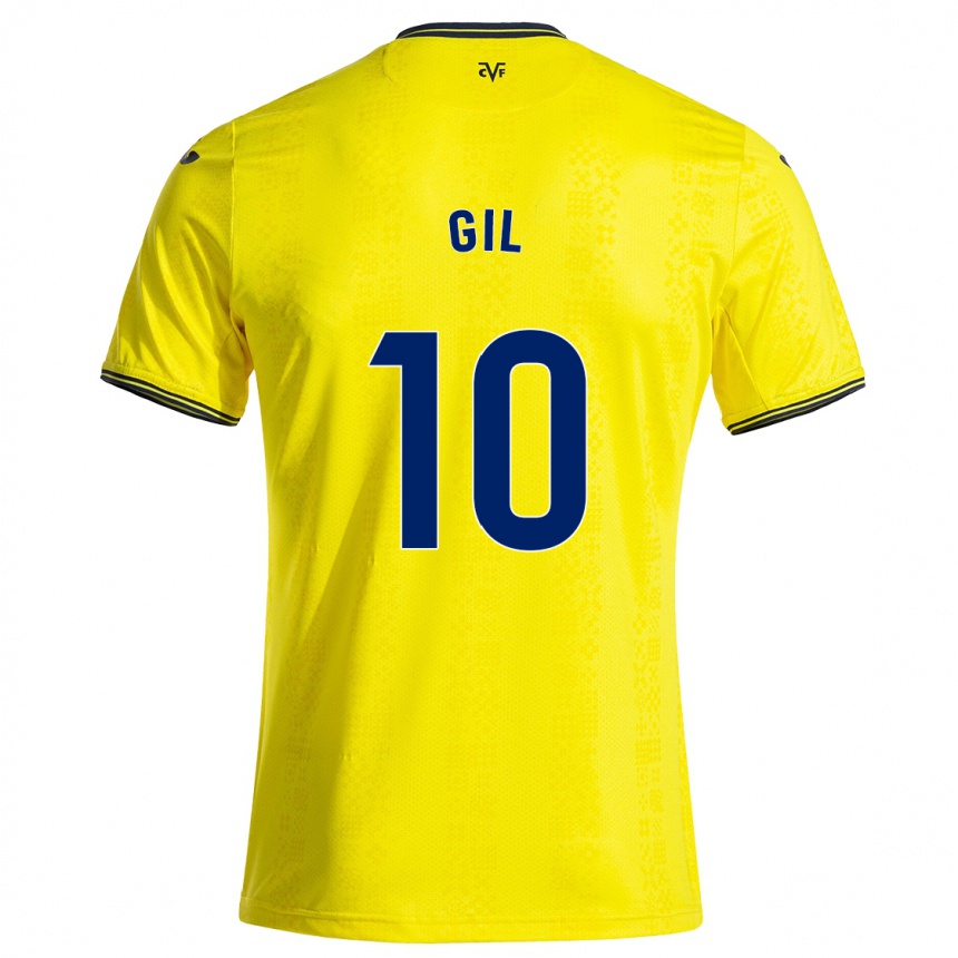 Hombre Fútbol Camiseta Markel Gil #10 Amarillo Negro 1ª Equipación 2024/25 México