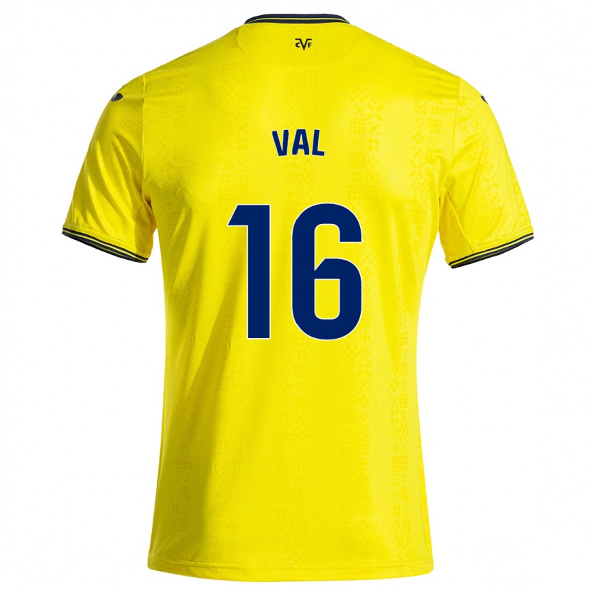 Hombre Fútbol Camiseta Brais Val #16 Amarillo Negro 1ª Equipación 2024/25 México