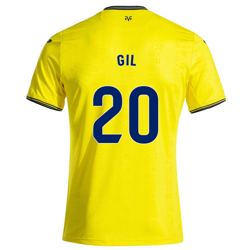 Hombre Fútbol Camiseta Mario Gil #20 Amarillo Negro 1ª Equipación 2024/25 México