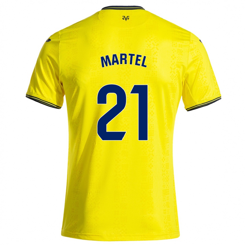 Hombre Fútbol Camiseta Kevin Martel #21 Amarillo Negro 1ª Equipación 2024/25 México