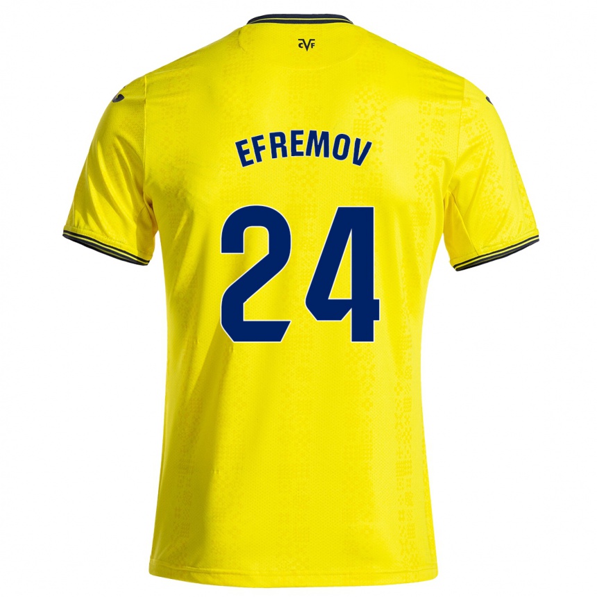 Hombre Fútbol Camiseta Anton Efremov #24 Amarillo Negro 1ª Equipación 2024/25 México