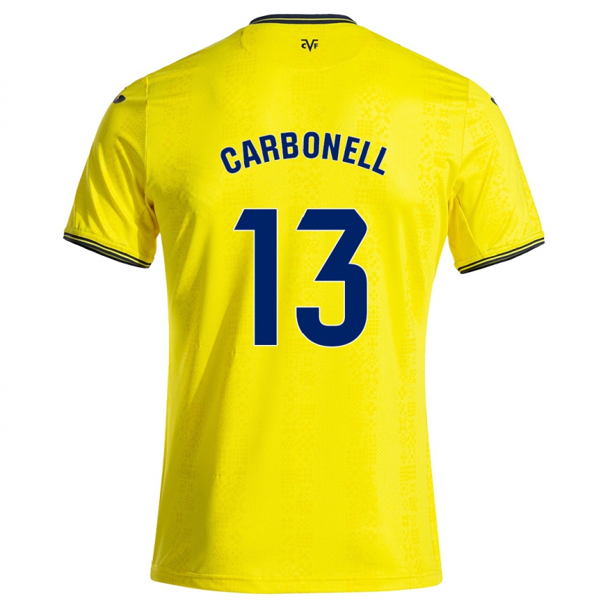 Hombre Fútbol Camiseta Carmen Carbonell #13 Amarillo Negro 1ª Equipación 2024/25 México