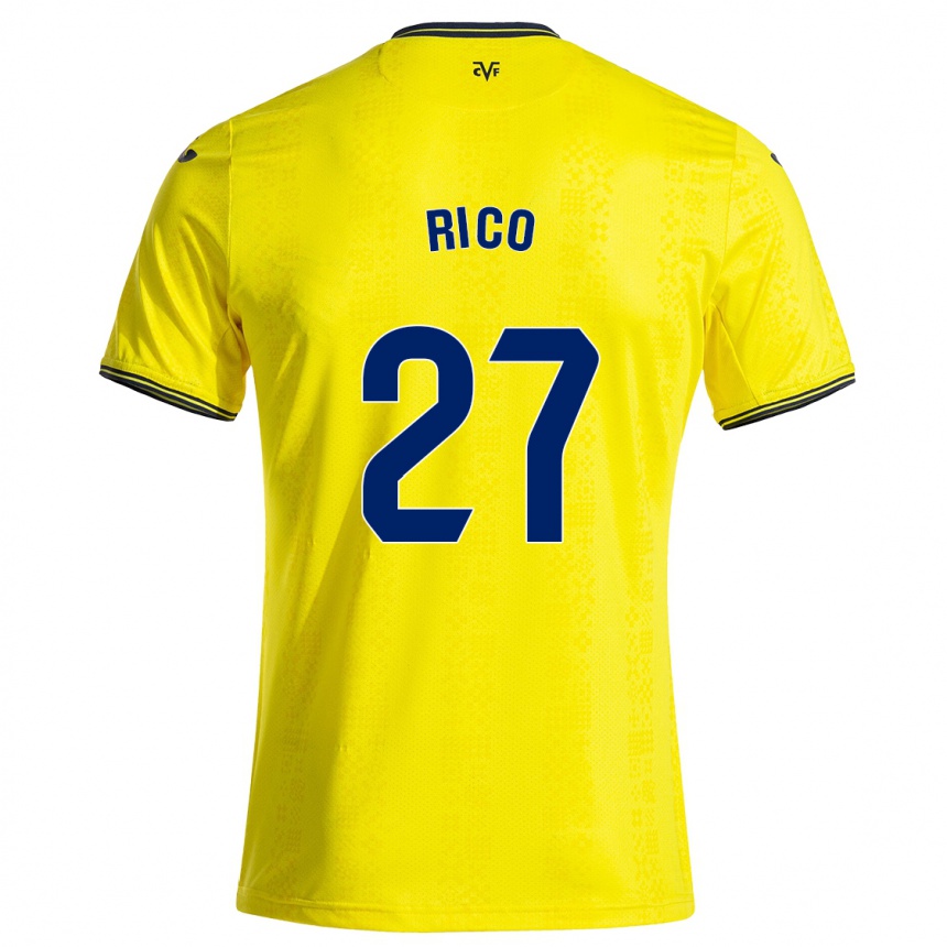 Hombre Fútbol Camiseta Vera Rico #27 Amarillo Negro 1ª Equipación 2024/25 México