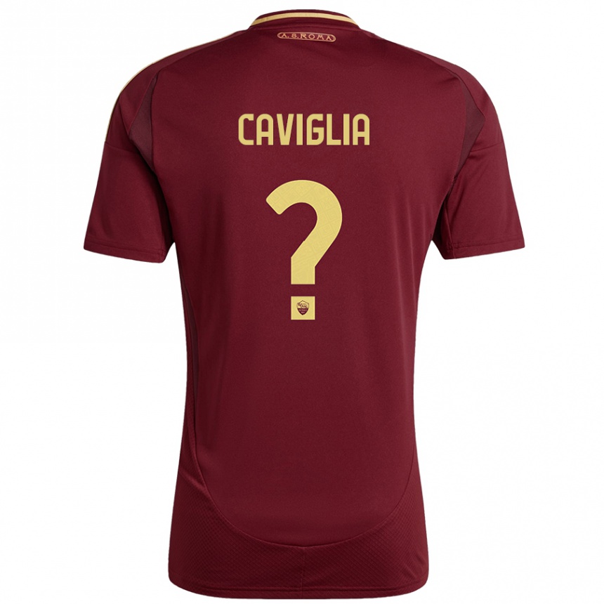 Hombre Fútbol Camiseta Manuel Caviglia #0 Rojo Marrón Dorado 1ª Equipación 2024/25 México