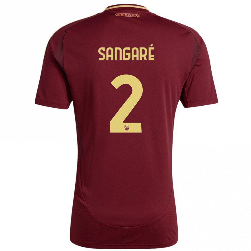 Hombre Fútbol Camiseta Buba Sangaré #2 Rojo Marrón Dorado 1ª Equipación 2024/25 México