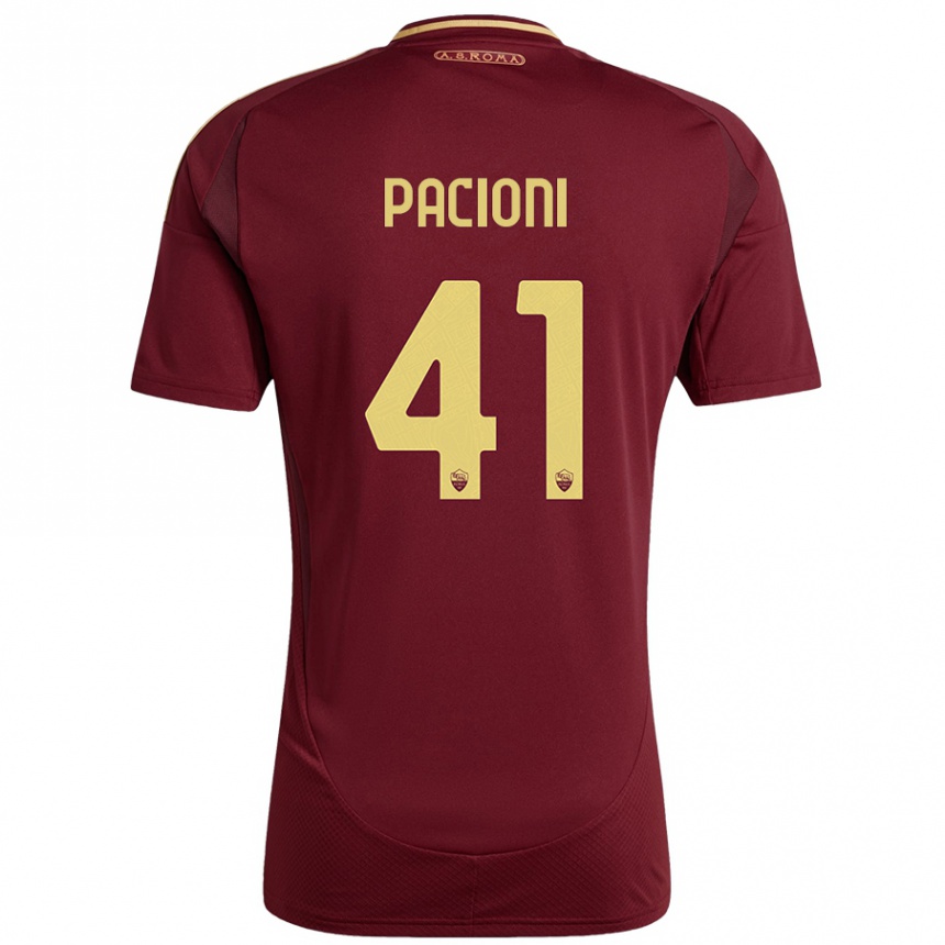 Hombre Fútbol Camiseta Eleonora Pacioni #41 Rojo Marrón Dorado 1ª Equipación 2024/25 México