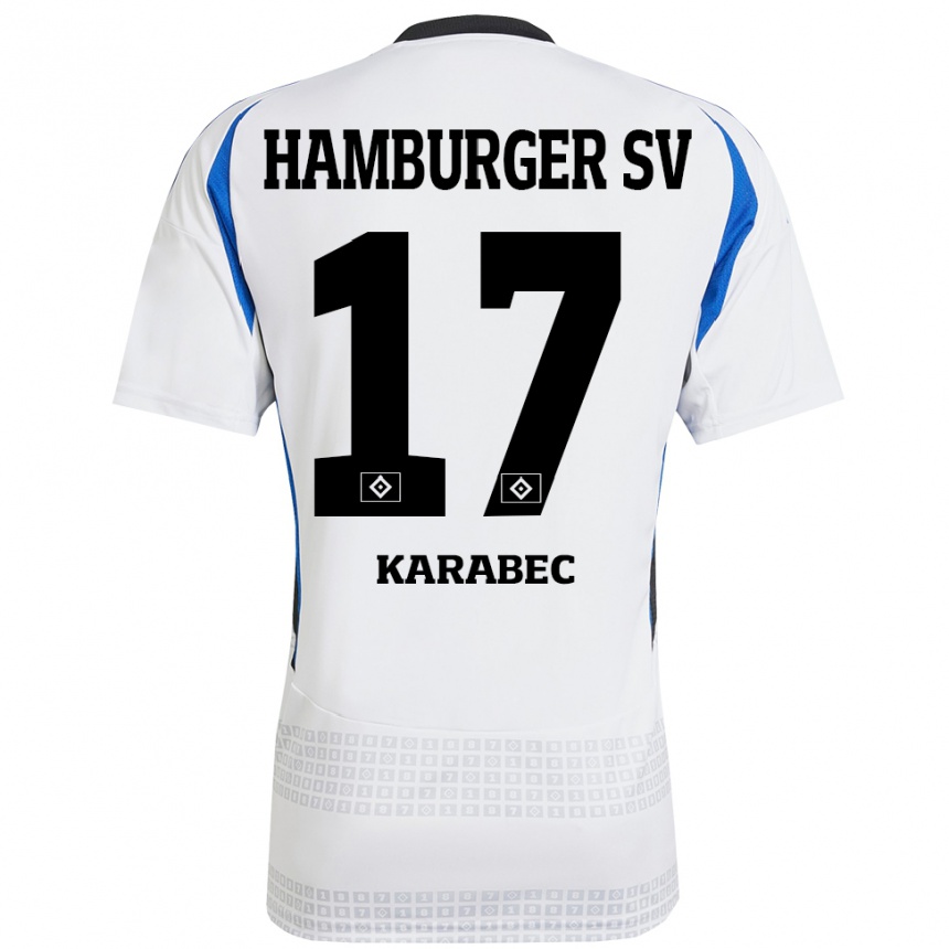 Hombre Fútbol Camiseta Adam Karabec #17 Blanco Azul 1ª Equipación 2024/25 México