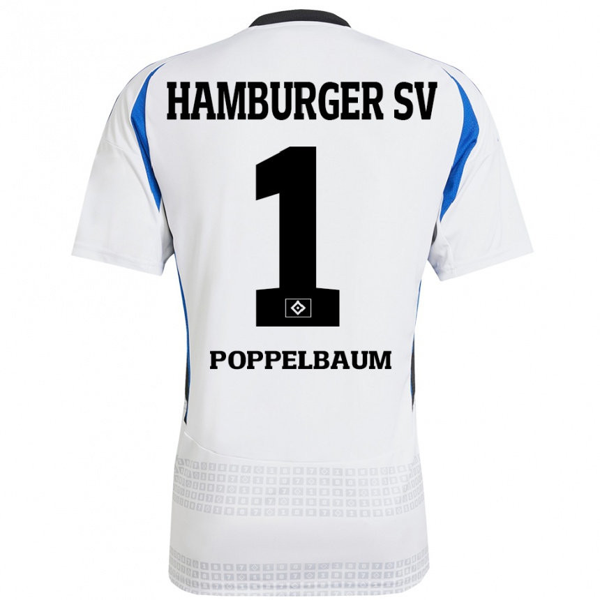 Hombre Fútbol Camiseta Colin Poppelbaum #1 Blanco Azul 1ª Equipación 2024/25 México