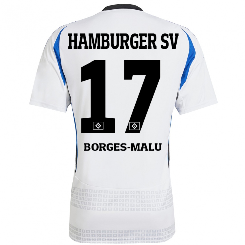 Hombre Fútbol Camiseta Louis Borges-Malu #17 Blanco Azul 1ª Equipación 2024/25 México