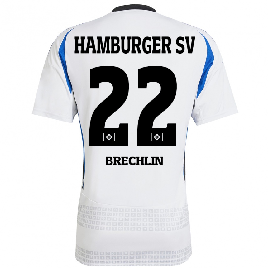 Hombre Fútbol Camiseta Bjarne Brechlin #22 Blanco Azul 1ª Equipación 2024/25 México