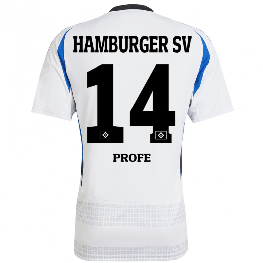 Hombre Fútbol Camiseta Sophie Profé #14 Blanco Azul 1ª Equipación 2024/25 México