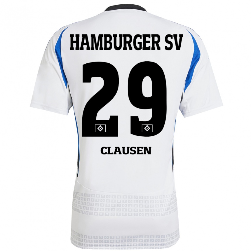 Hombre Fútbol Camiseta Lina Clausen #29 Blanco Azul 1ª Equipación 2024/25 México