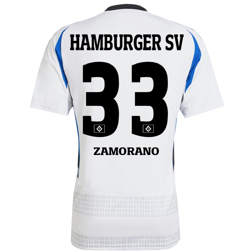 Hombre Fútbol Camiseta Jolina Zamorano #33 Blanco Azul 1ª Equipación 2024/25 México