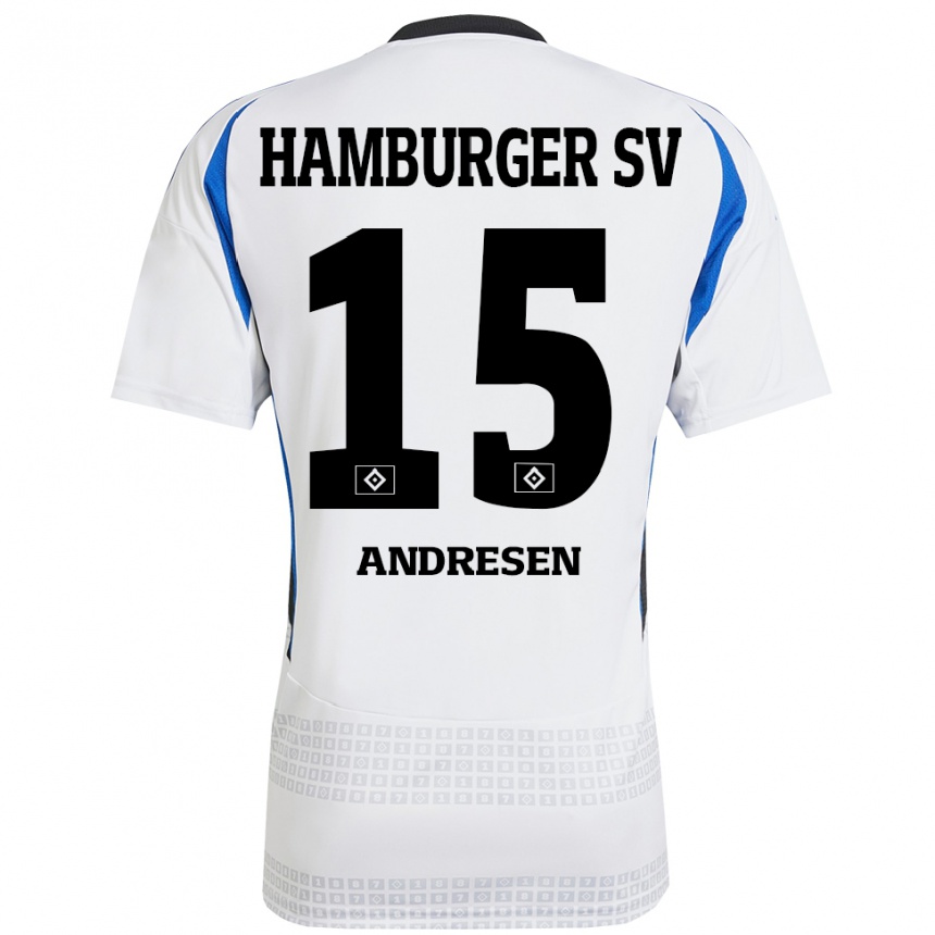 Hombre Fútbol Camiseta Bent Andresen #15 Blanco Azul 1ª Equipación 2024/25 México