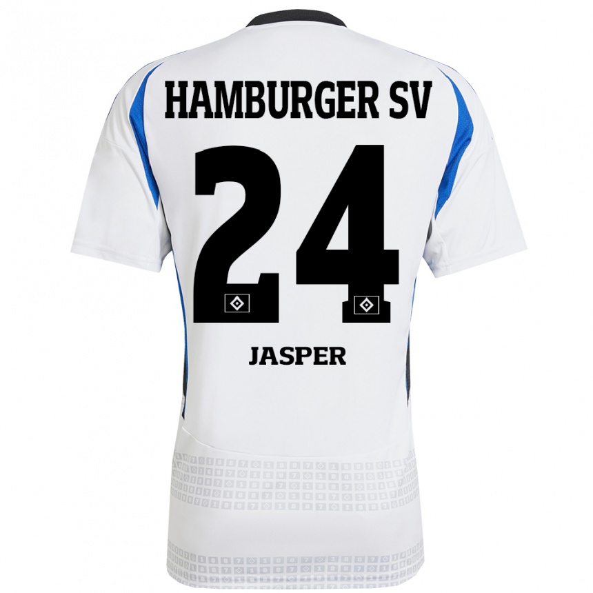 Hombre Fútbol Camiseta Jan-Lukas Jasper #24 Blanco Azul 1ª Equipación 2024/25 México