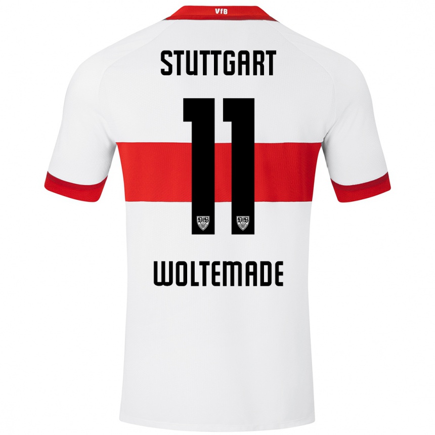 Hombre Fútbol Camiseta Nick Woltemade #11 Blanco Rojo 1ª Equipación 2024/25 México