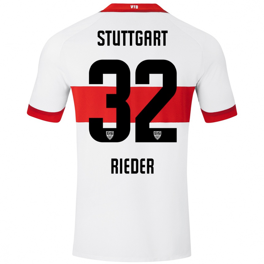 Hombre Fútbol Camiseta Fabian Rieder #32 Blanco Rojo 1ª Equipación 2024/25 México