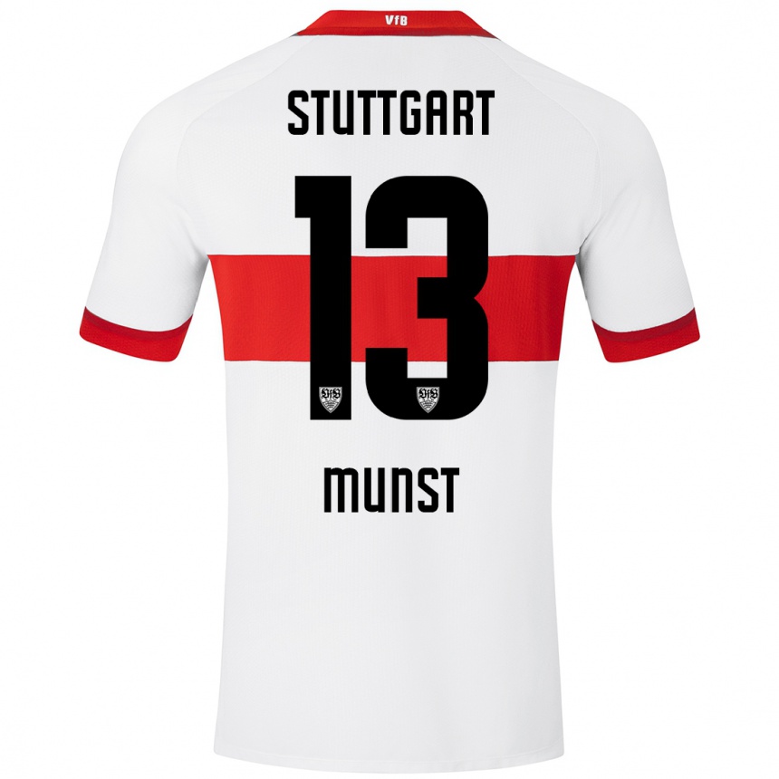 Hombre Fútbol Camiseta Leonhard Münst #13 Blanco Rojo 1ª Equipación 2024/25 México