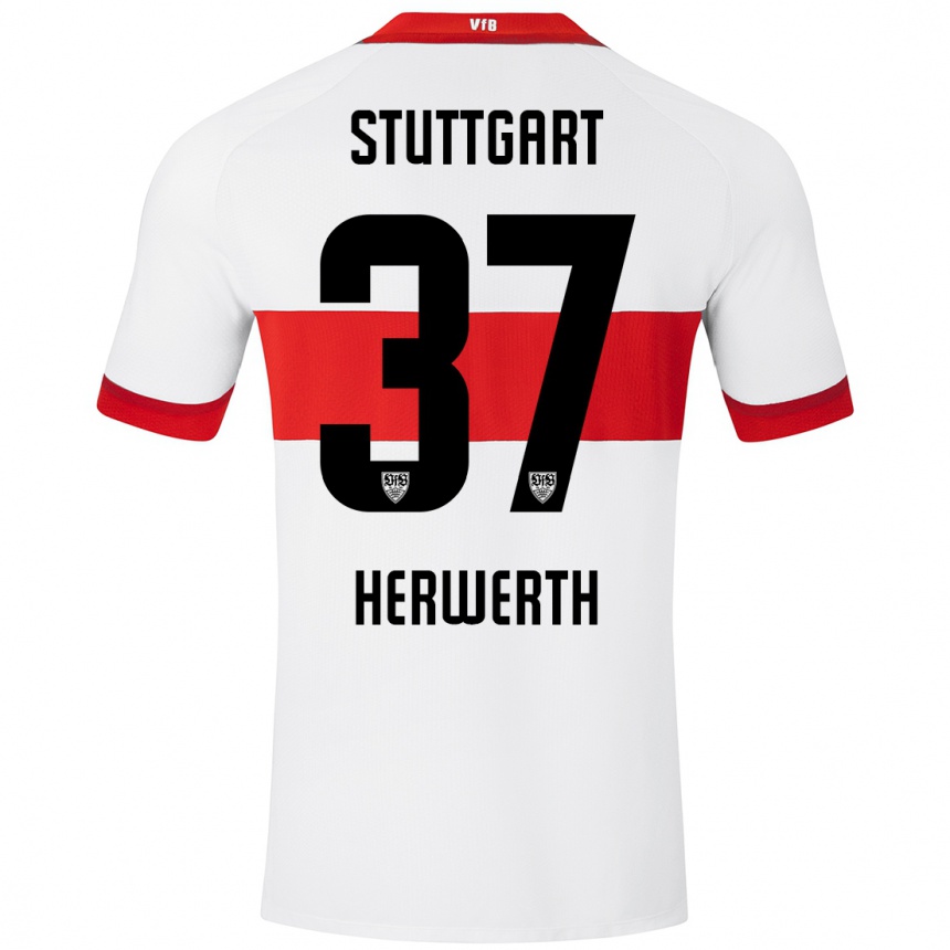 Hombre Fútbol Camiseta Maximilian Herwerth #37 Blanco Rojo 1ª Equipación 2024/25 México