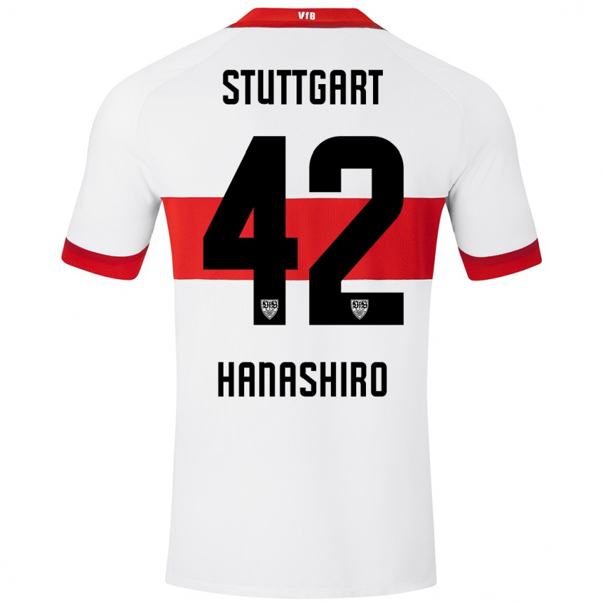 Hombre Fútbol Camiseta Rinto Hanashiro #42 Blanco Rojo 1ª Equipación 2024/25 México