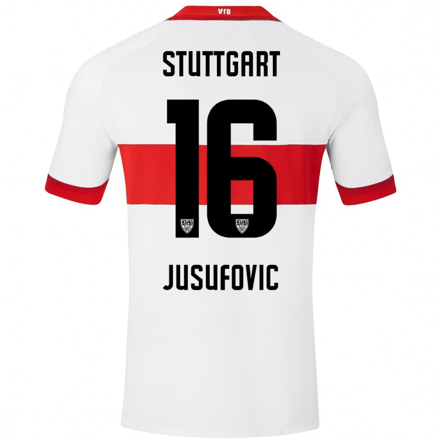 Hombre Fútbol Camiseta Farah Jusufović #16 Blanco Rojo 1ª Equipación 2024/25 México