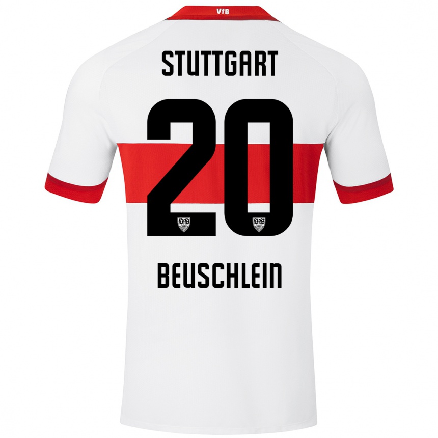 Hombre Fútbol Camiseta Jana Beuschlein #20 Blanco Rojo 1ª Equipación 2024/25 México