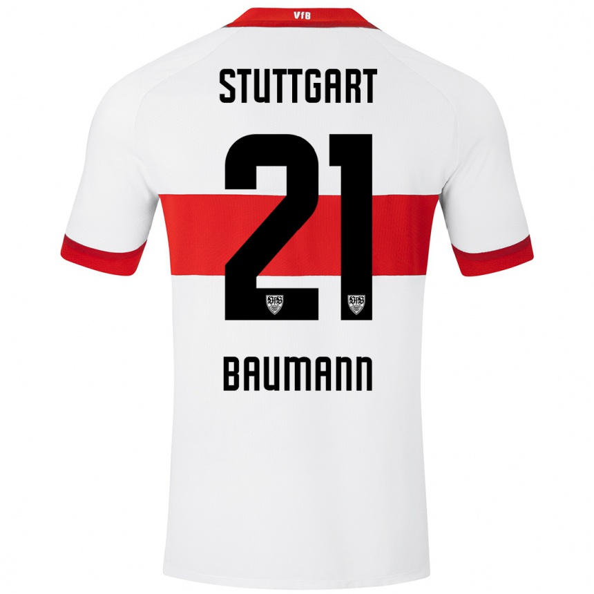 Hombre Fútbol Camiseta Katharina Baumann #21 Blanco Rojo 1ª Equipación 2024/25 México