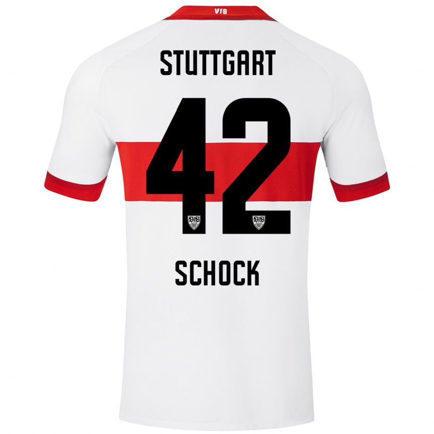 Hombre Fútbol Camiseta Florian Schock #42 Blanco Rojo 1ª Equipación 2024/25 México