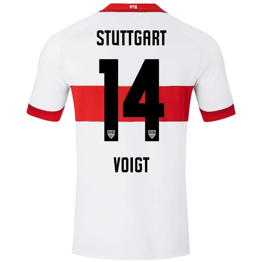 Hombre Fútbol Camiseta Max Voigt #14 Blanco Rojo 1ª Equipación 2024/25 México