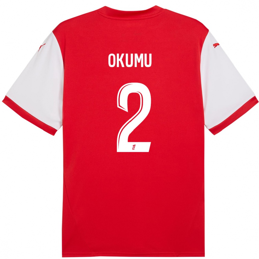 Hombre Fútbol Camiseta Joseph Okumu #2 Rojo Blanco 1ª Equipación 2024/25 México